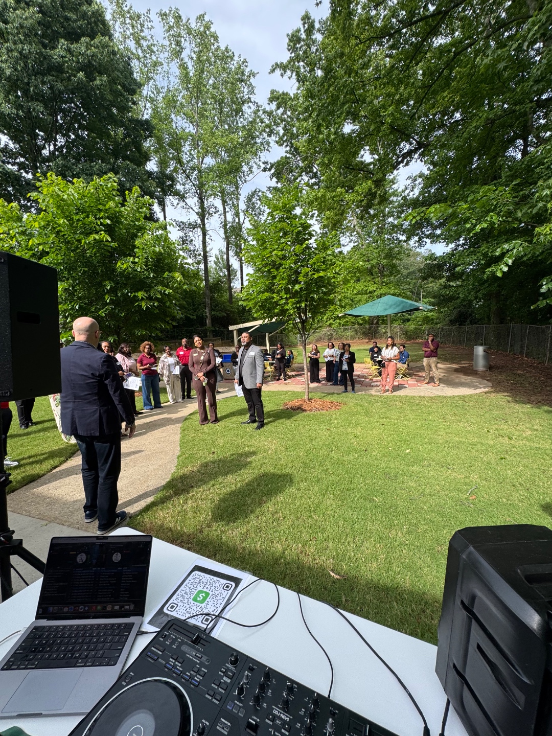 View from DJ Capo The Don's booth at an outdoor corporate event in Atlanta